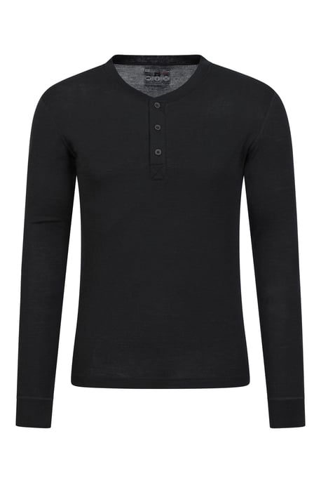 Mountain Warehouse Mens Merino Wool Henley Thermal Top (Black)