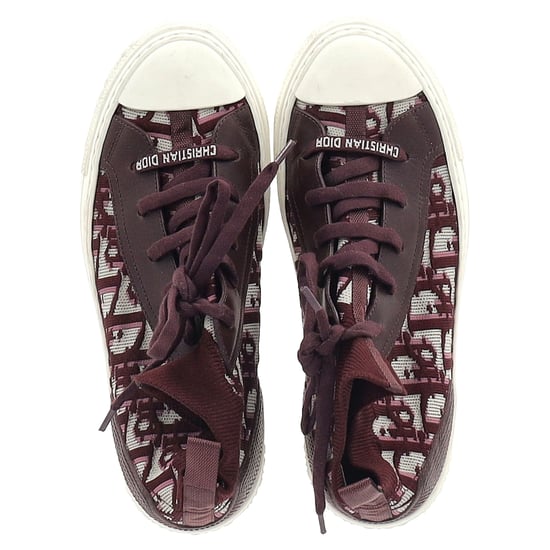 Christian Dior Walk 'n' Dior Strick-High-Top-Sneaker aus burgunderrotem Leder und Polyester - Image 3