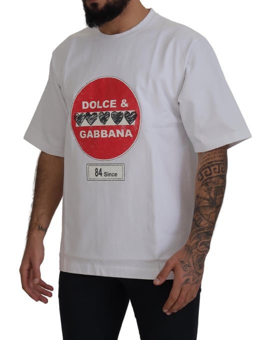 Dolce & Gabbana Weißes Amor Herz Baumwolle Rundhals T-Shirt für Herren - Image 2