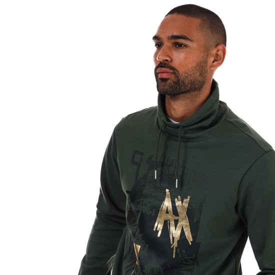 Men's Armani Exchange Graphic Logo Hoody in Green