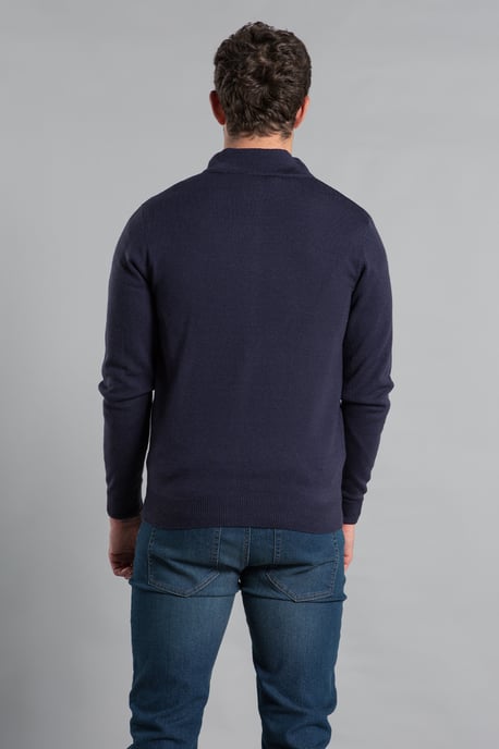 Dark Navy Funnel Neck Zip-Through Cardigan