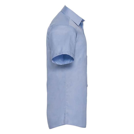 Russell Collection Mens Mini Herringbone Easy-Care Short-Sleeved Formal Shirt (Light Blue)