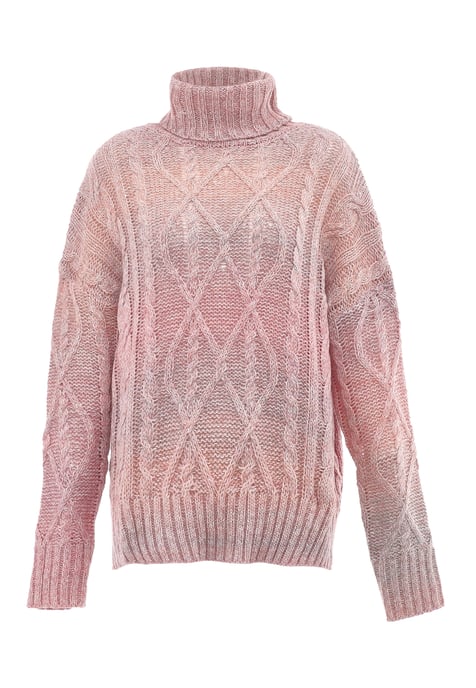 Mymo Rollkragenpullover Damen rosa gelb - Image 1