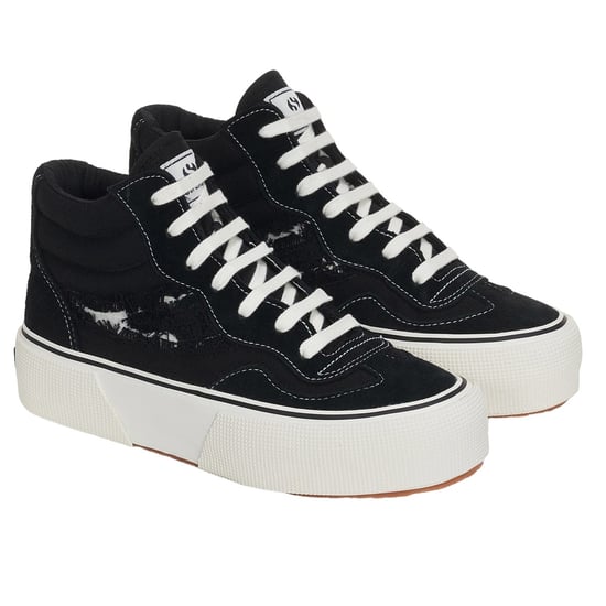 Superga - Damen Sneaker "3141 Revolley Swallowtail", Zerrissen (Schwarz/Weiß Avorio) - Image 3