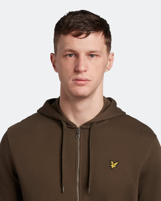 Lyle & Scott Kapuzenpullover mit Reißverschluss in Olive - Image 4