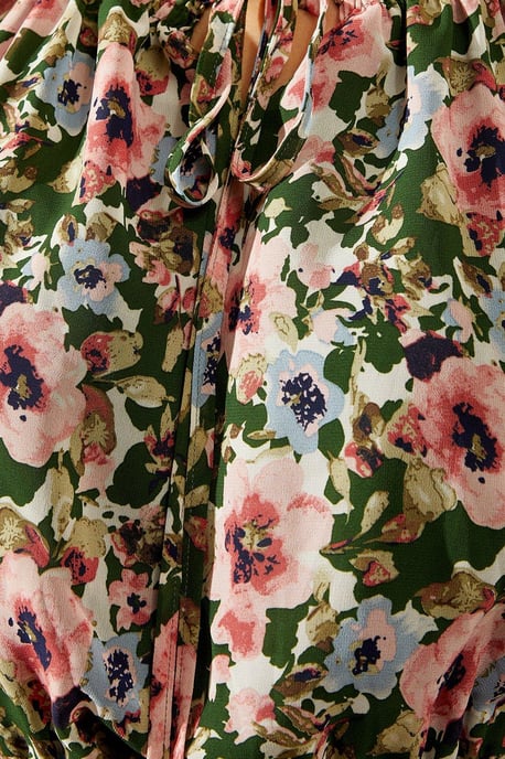 Printed Tie Detail Maxi Dress