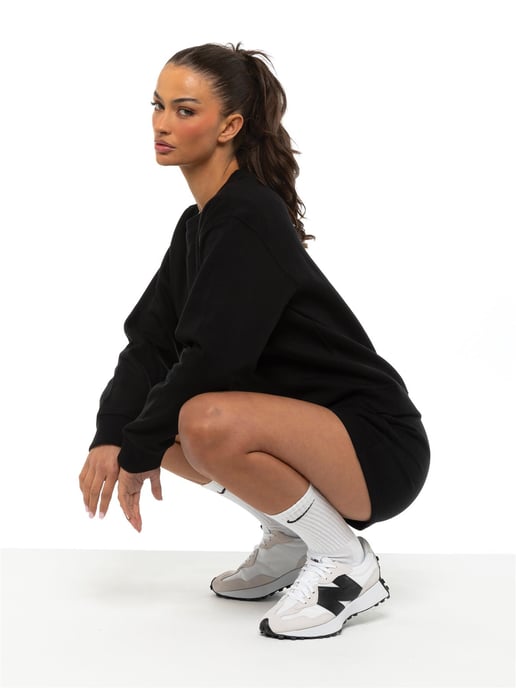 Enzo Womens Oversized Sweatshirt Trainingsanzug mit Shorts - Schwarz - Image 4
