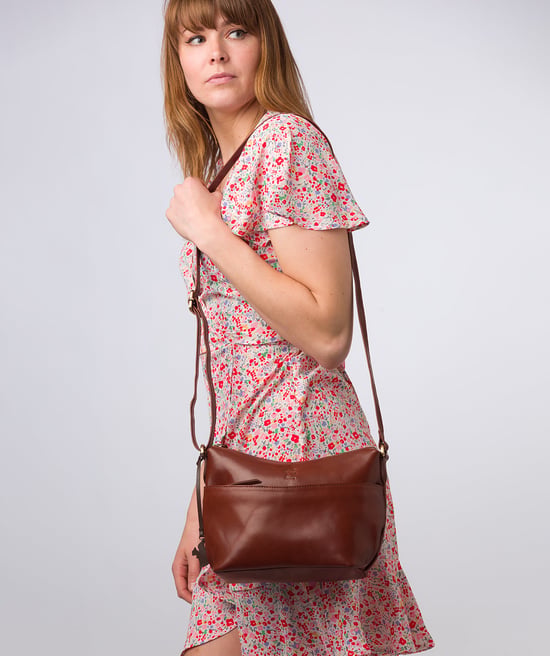 Merrill' Conker Brown Leather Cross Body Bag
