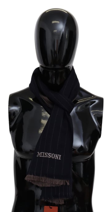 Missoni Echarpe unisexe en laine marron pour hommes, avec cache-cœur - Image 1