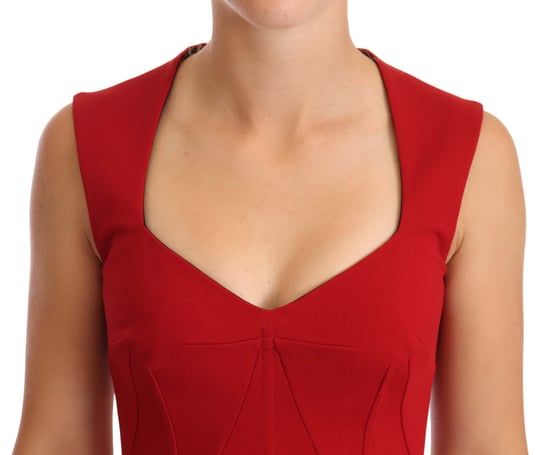 Dolce & Gabbana Damen Rote Sweetheart Ärmelloses Midi Stretch Kleid - Image 2