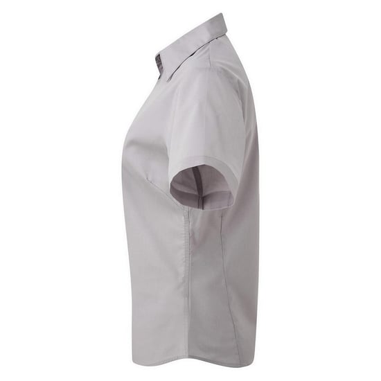 Premier Damen Kurzarm Popeline Bluse / Arbeitshemd (Silber) - Image 3