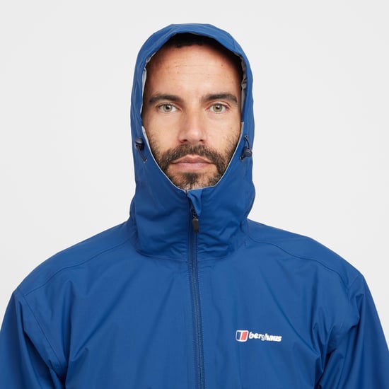 Berghaus Men's Stormcloud Waterproof Jacket with Adjustable Hood and Drawcord Hem, Breathable, Lightweight & Durable Technical Raincoat, Blue