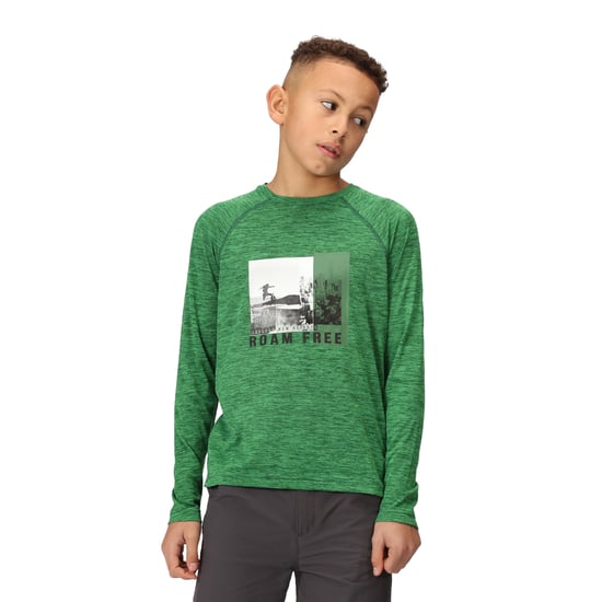Regatta Childrens/Kids Burnlee Roam Free Graphic Print Marl T-Shirt (Field Green)