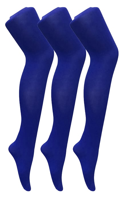 3 Paar Multipack Damen farbige undurchsichtige 80 Denier Strumpfhosen | Socken Snob | einfarbige Block Farbe Strumpfhosen - Colbalt Blau - Image 1