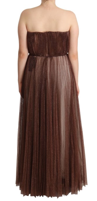 Dolce & Gabbana Metallic Bronze Polyester Maxikleid für Damen - Image 4