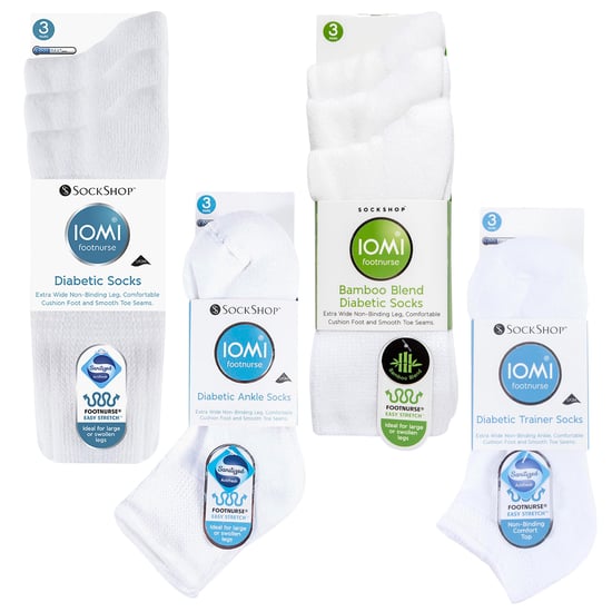 12 Paar Pack Diabetiker Socken ganzjährig Bundle Set | IOMI | Extra breite Socken für geschwollene Knöchel, Beine & Füße | Crew Ankle Trainer Diabetiker Socken in Baumwolle & Bambus - Weiß - Image 2