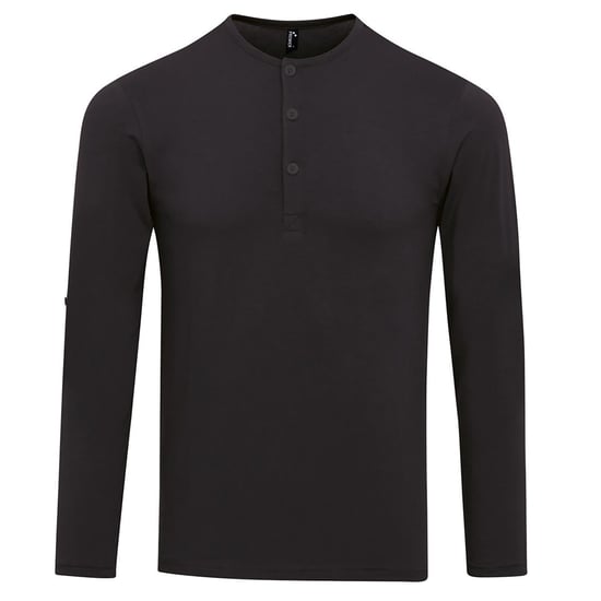 Premier Mens Long John Roll Sleeve Tee (Schwarz) - Image 1