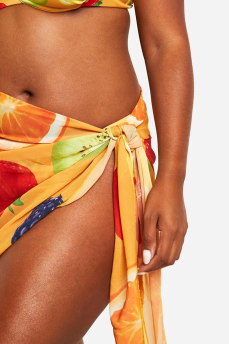 Plus Fruit Print Tie Side Sarong