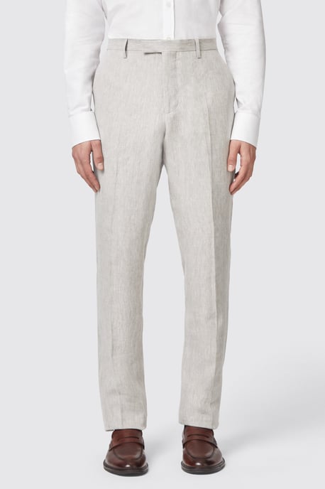 Claremont Slim Fit Stone Linen Trousers