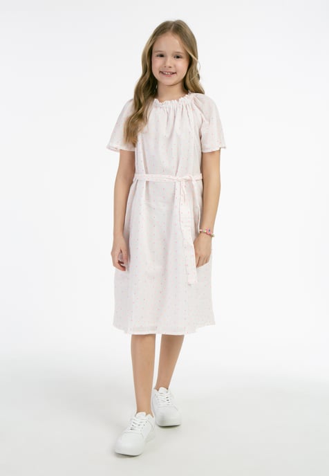 Mymo Kleid Mädchen Weiss Pinkorange Punkte - Image 2