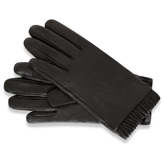 Barneys Originals Black Leather Gloves With Elasticated Cuff