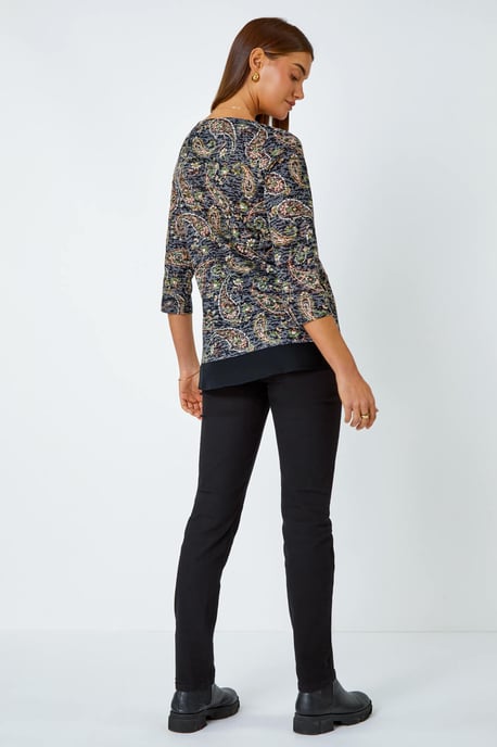 Paisley Print Chiffon Hem Top