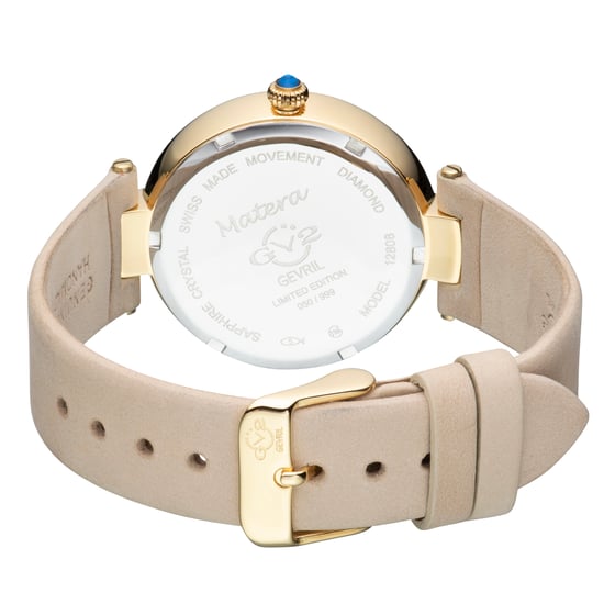 GV2 Matera Damen Schweizer Quarz weiß Perlmutt Zifferblatt Ecru Wildleder Uhr Diamond Watch - Image 2