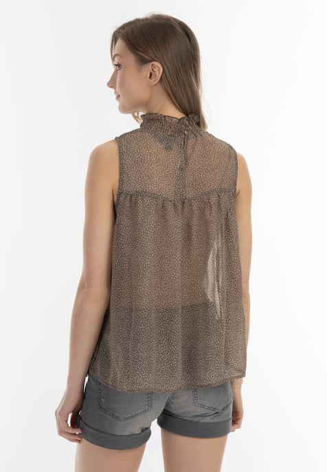Dreimaster Bluse Damen Oliv Wollweiss - Image 4