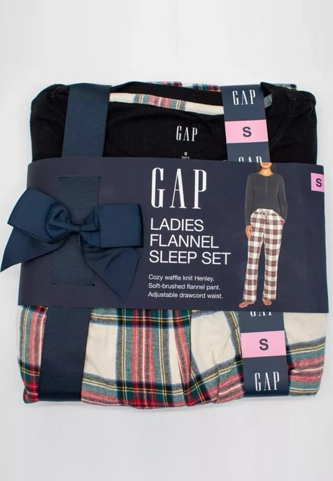 GAP Womens Pyjama Flanell Schlaf Set in Schwarz Tartan - Image 4