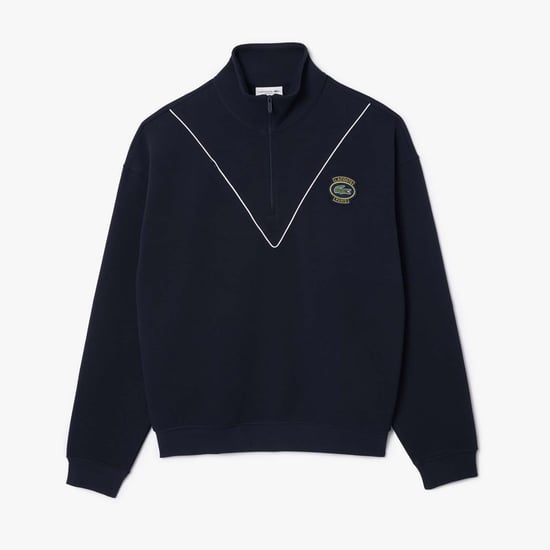 Men's Lacoste Loose-Fit Zip Neck Piqué Sweatshirt in Blue