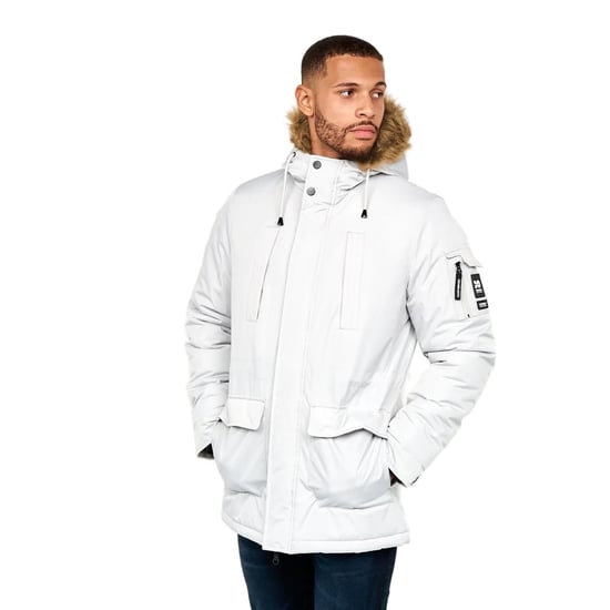 Crosshatch - "Parkmoore" Parka für Herren (Grau/Rosa) - Image 1