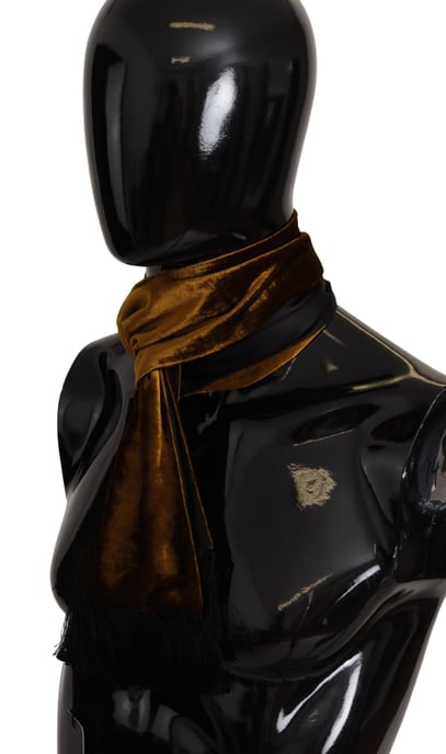 Dolce & Gabbana Brauner Herren-Schal Warmes Hals-Tuch mit Fransen aus Seide - Image 2