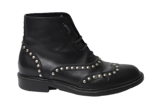 Saint Laurent Army Schnürstiefel mit Nieten aus schwarzem Leder - Image 1