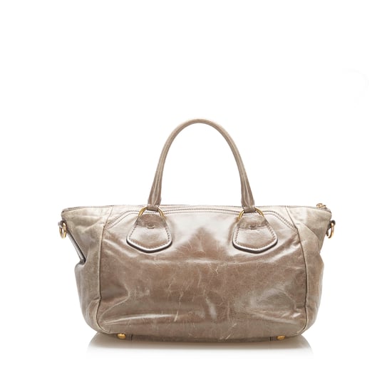 Vintage Prada Vitello Shine Satchel Grey - Image 3