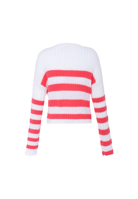 Mymo Strickpullover Damen Wollweiss Koralle - Image 2