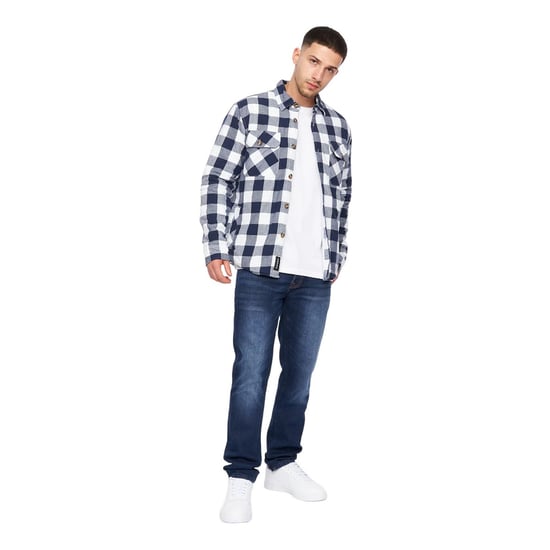 Crosshatch - "Demaro" Hemdjacke Gepolstert für Herren (Marineblau/Weiß) - Image 3