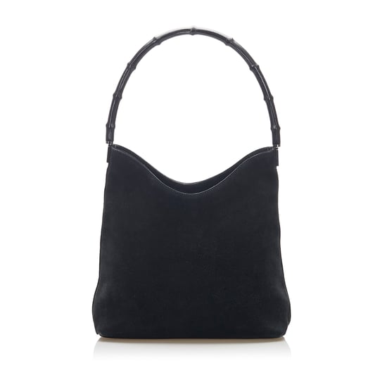 Vintage Gucci Bamboo Suede Shoulder Bag Black - Image 3