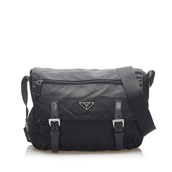 Vintage Prada Tessuto Crossbody Bag Black - Image 1