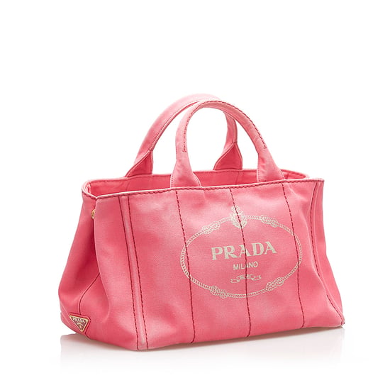 Vintage Prada Canapa Logo Canvas Satchel Pink - Image 2
