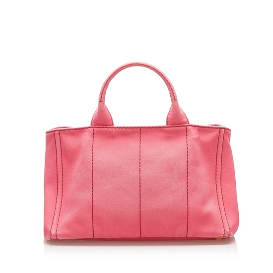 Vintage Prada Canapa Logo Canvas Satchel Pink - Image 3