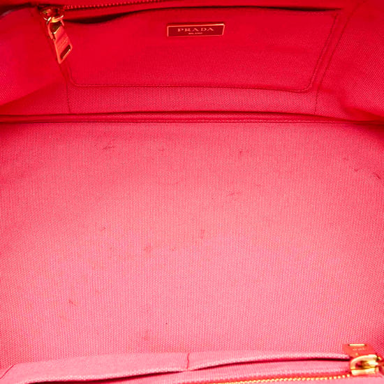 Vintage Prada Canapa Logo Canvas Satchel Pink - Image 5
