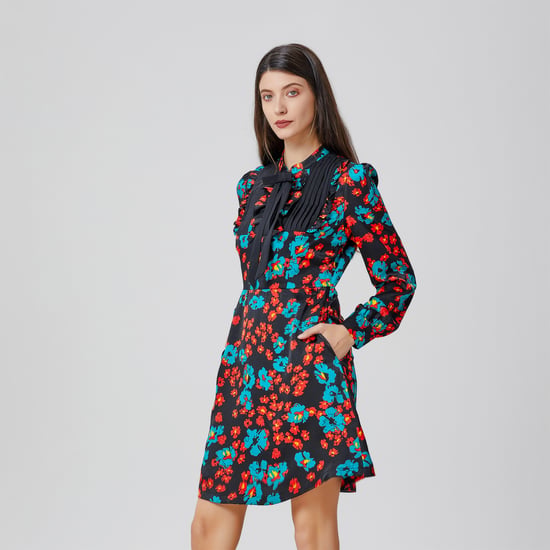 Minikleid mit Ascot-Schnürung und Blumenmuster - Image 2