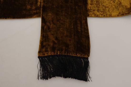 Dolce & Gabbana Brauner Herren-Schal Warmes Hals-Tuch mit Fransen aus Seide - Image 4