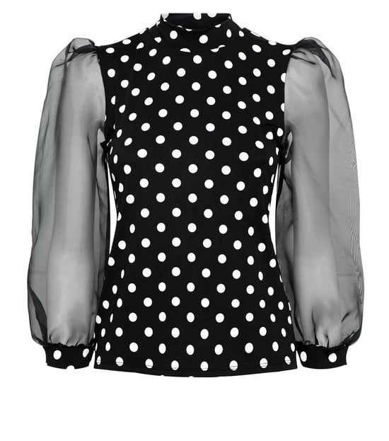 Spot Blouse Puff Sleeve