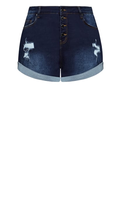 CITY CHIC Women's Denim Cuff Shorts - dark denim