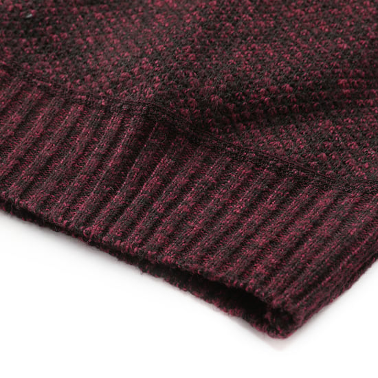 Herren Strickjacke mit Zwei Taschenknopf Stehkragen Strickjacke für den Winter Burgund - Image 5