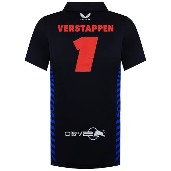 Red Bull Racing F1 2024 Max Verstappen Team Herren Polo-Shirt in Marineblau - Image 2