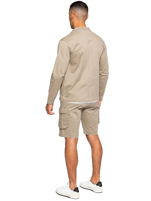 Enzo | Herren Cargo-Trainingsanzug mit Shorts Set - Beige - Image 3