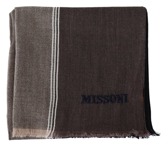 Missoni Echarpe unisexe à franges en laine rayée marron pour hommes, pour envelopper le cou - Image 4