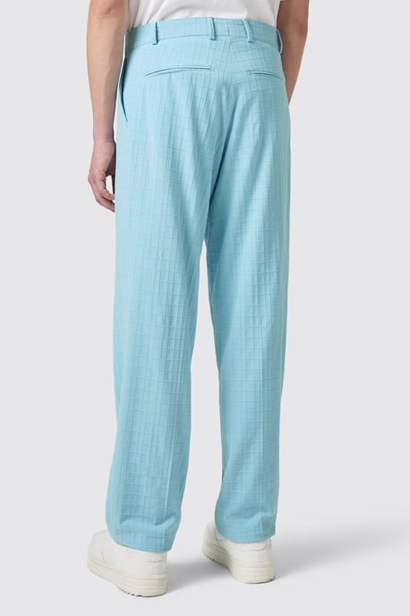 Zidan Oversized Blue Jacquard Trousers